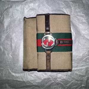 Authentic Gucci Project Beige Wallet with Red and Green Stripe